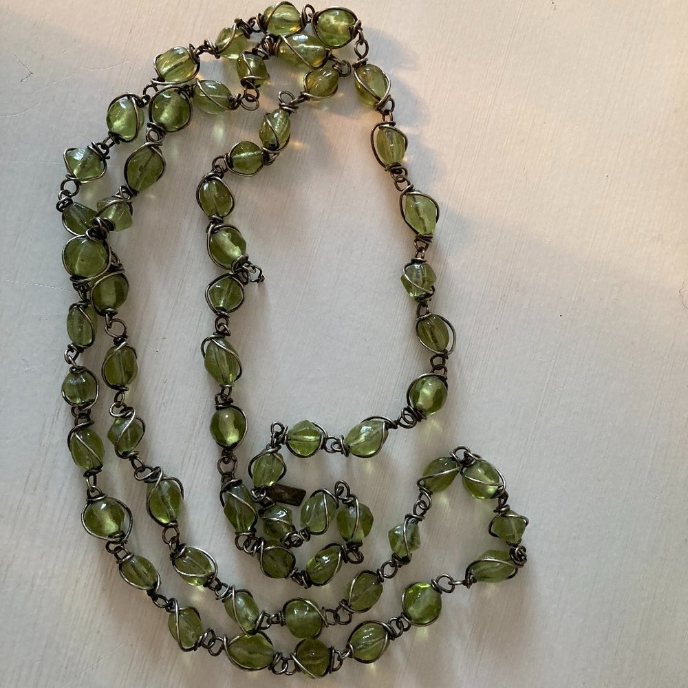 The Work Connection - Green Glass Long Necklace